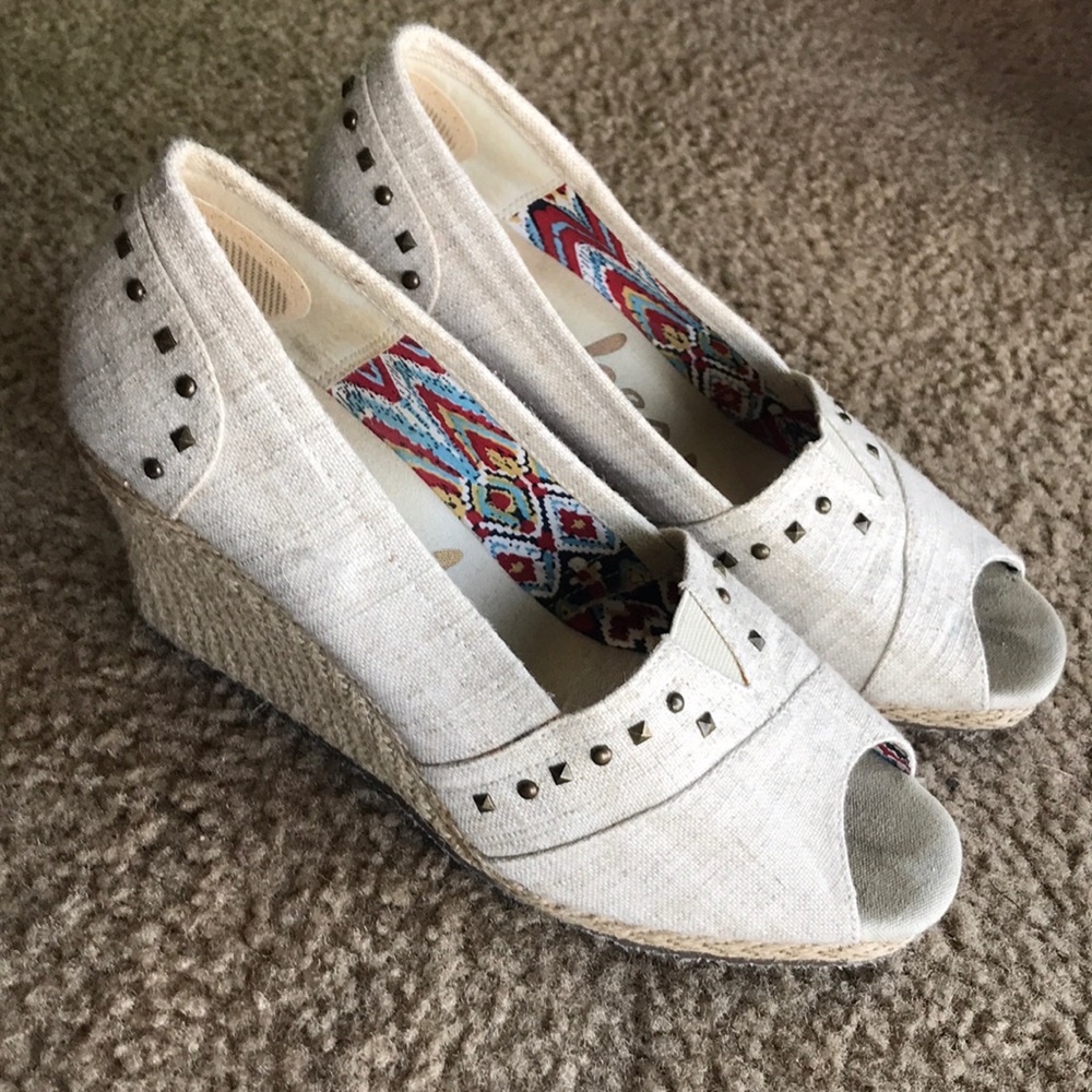 Skechers espadrille wedge peep toe heels 9